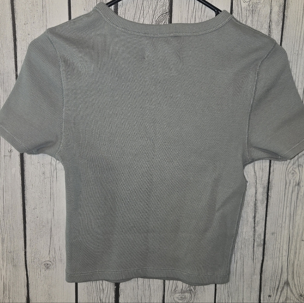 Everlane Ribbed Baby Tee Crop Top Gray Size Small NWT - Picture 4 of 7